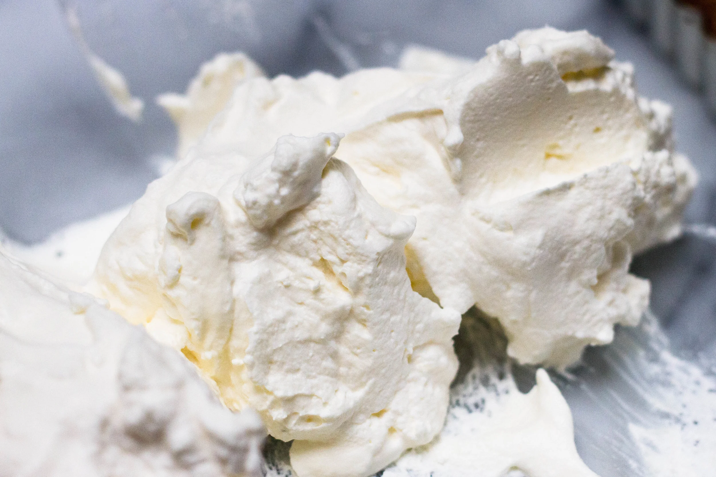 The consistency of the whipped cream