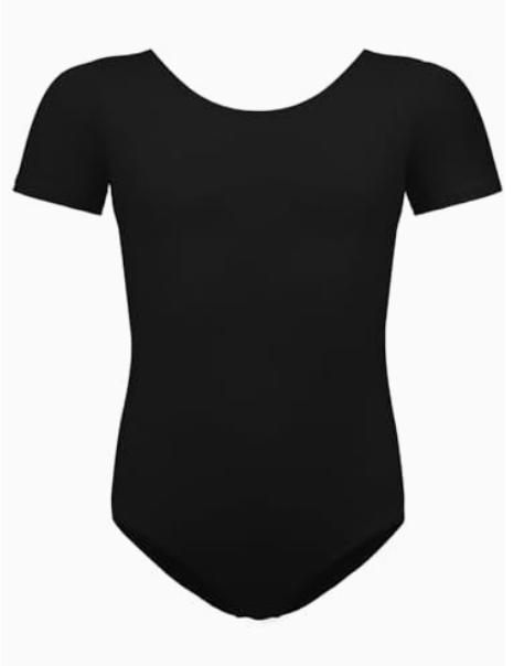Black short-sleeve bodysuit on a mannequin