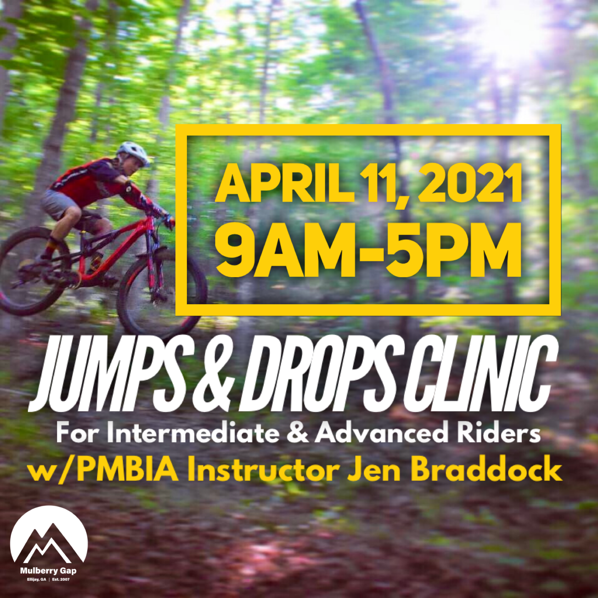 One-Day Intermediate-Advanced Mountain Bike Jumps &amp; Drops Clinic (April 11, 2021)  