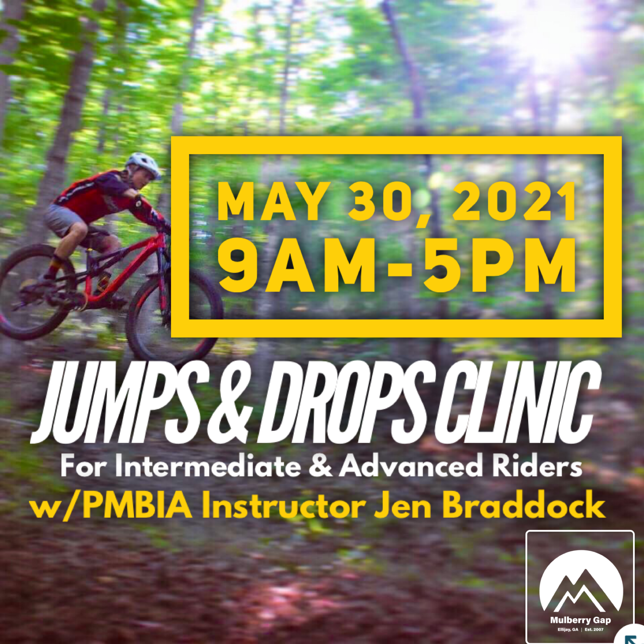 One-Day Intermediate-Advanced Mountain Bike Jumps &amp; Drops Clinic (May 30, 2021)  