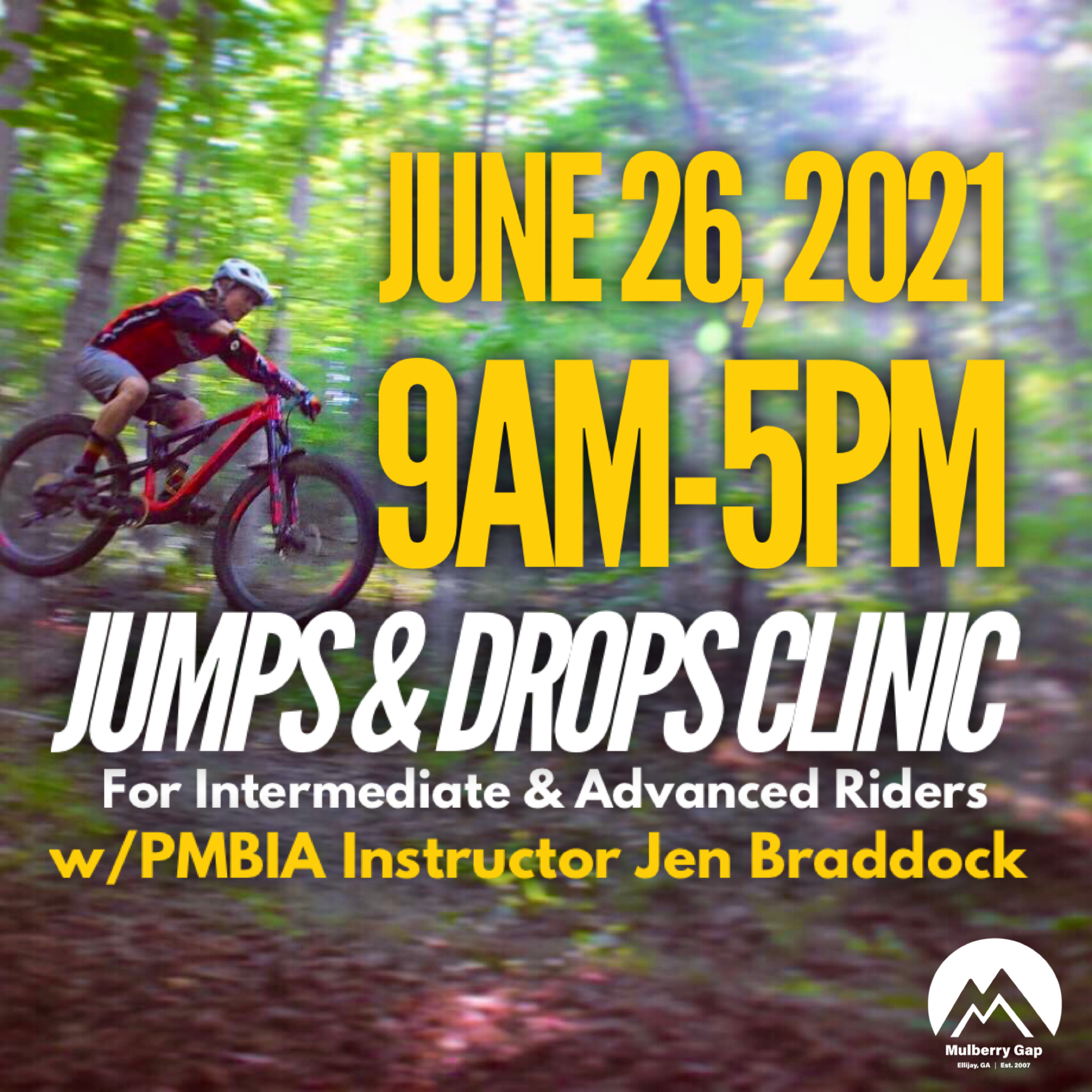 One-Day Intermediate-Advanced Mountain Bike Jumps &amp; Drops Clinic (June 26, 2021)  