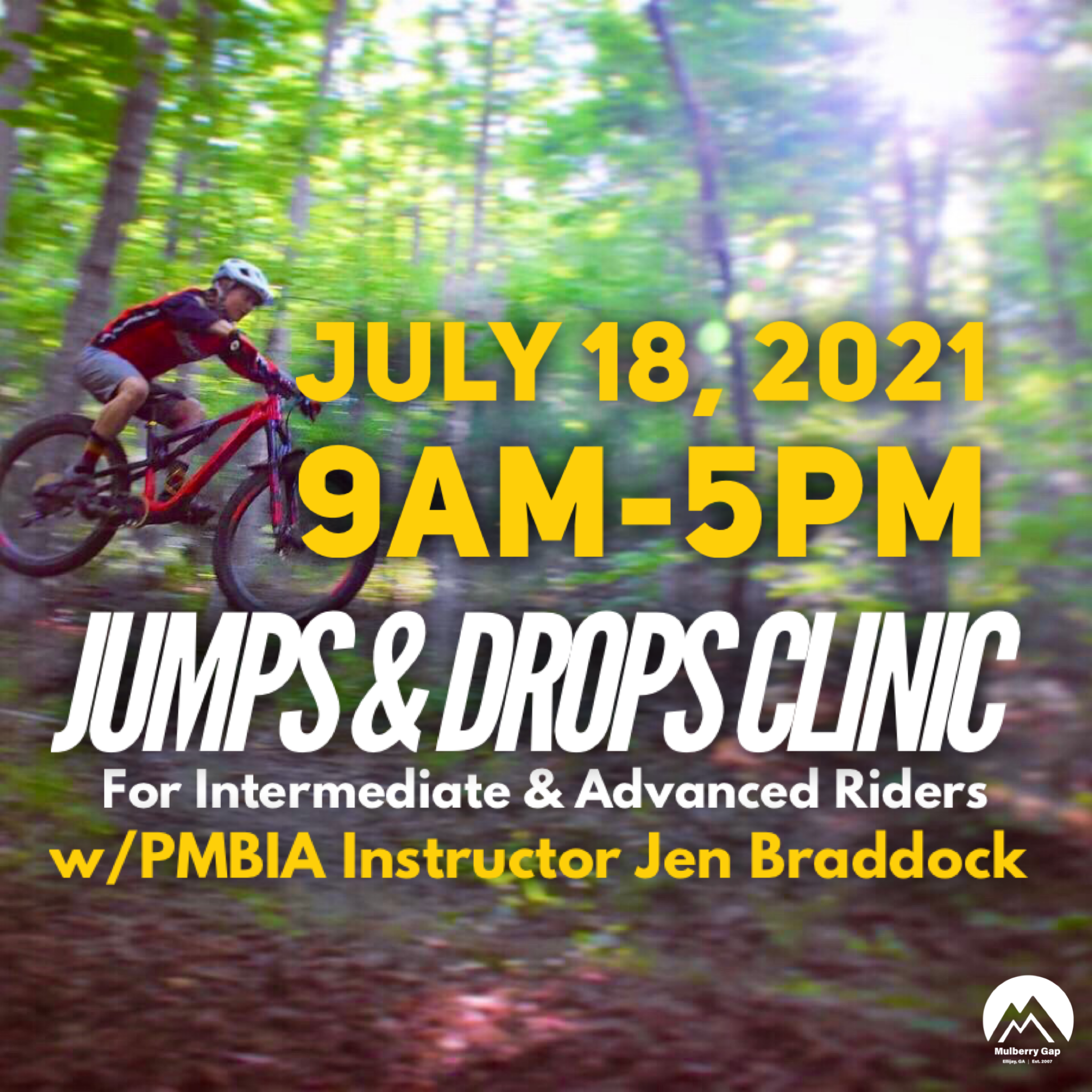 One-Day Intermediate-Advanced Mountain Bike Jumps &amp; Drops Clinic (July 18, 2021) 