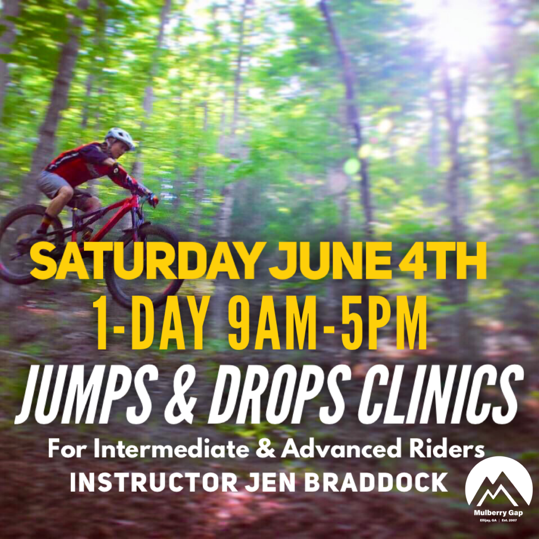 One-Day Intermediate-Advanced Mountain Bike Jumps &amp; Drops Clinic (June 4, 2022)