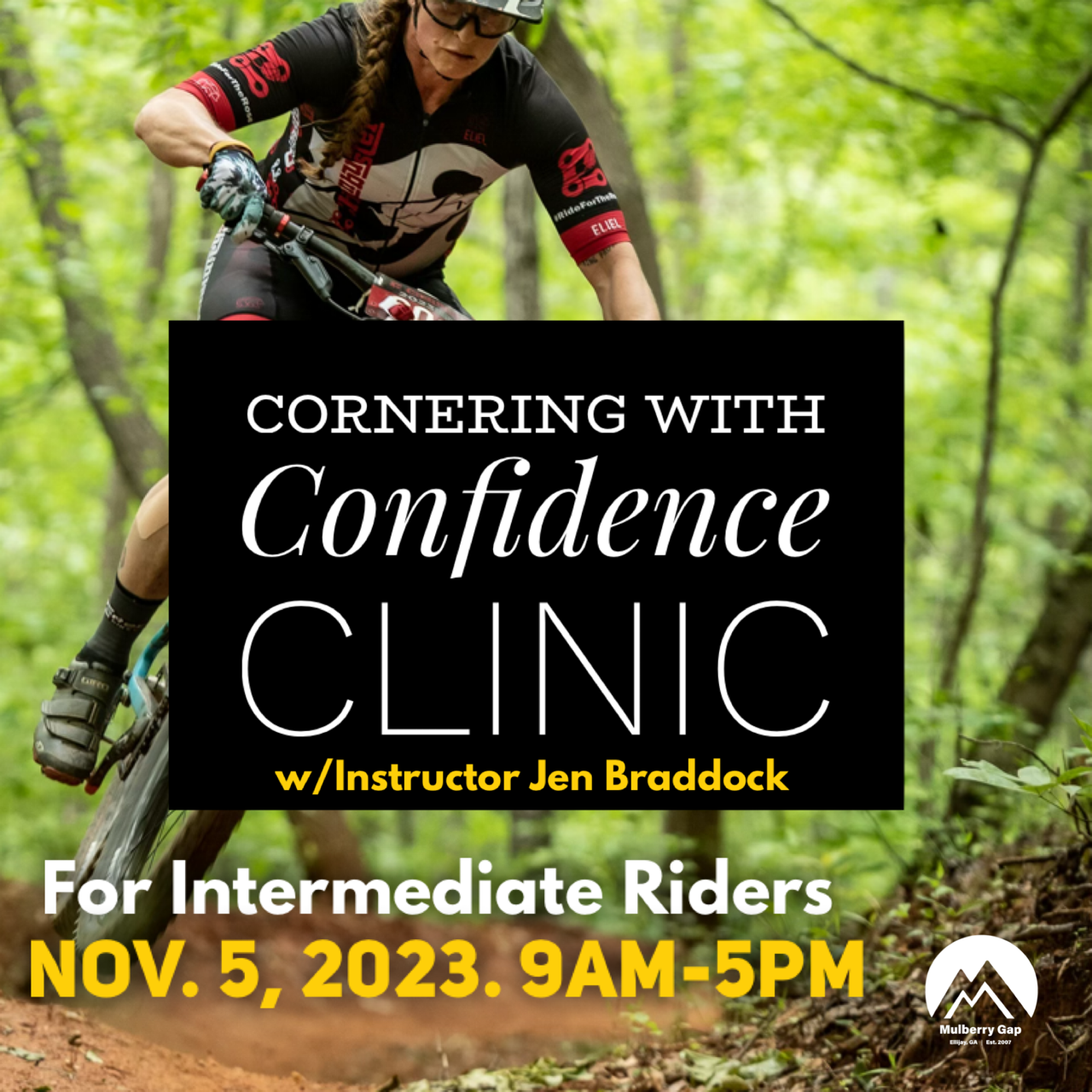 One-Day CORNERING WITH CONFIDENCE Mountain Bike Clinic (November 5, 2023) 