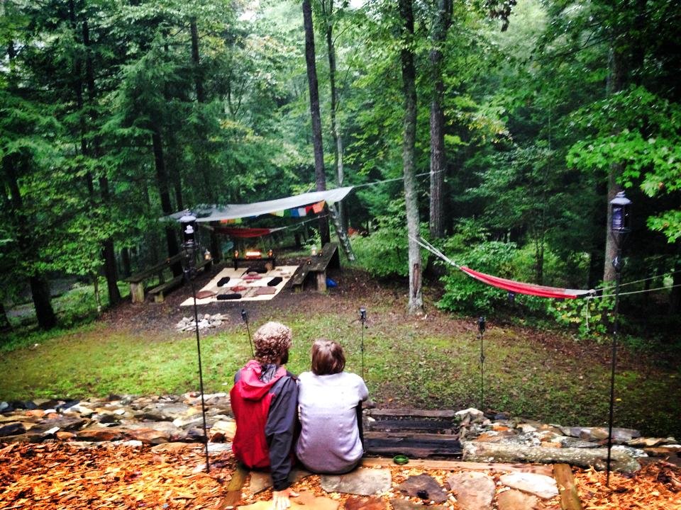 Couple looking down on Cazbah tent.jpg