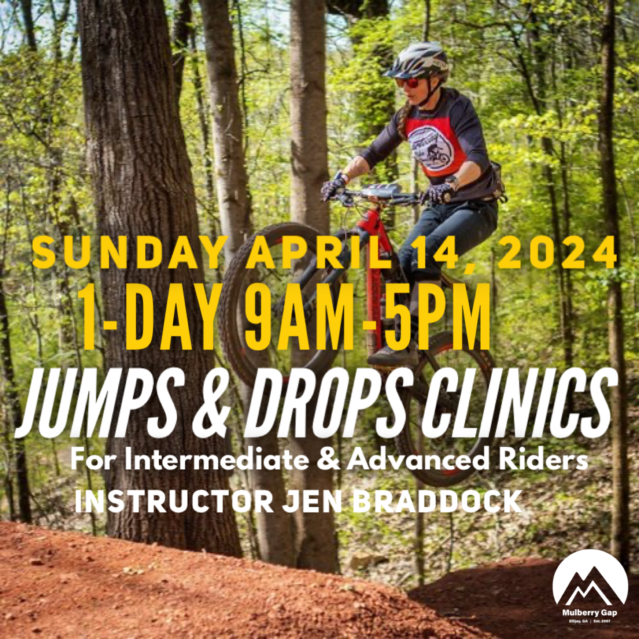 One-Day Intermediate-Advanced Mountain Bike Jumps &amp; Drops Clinic (April 14, 2024)