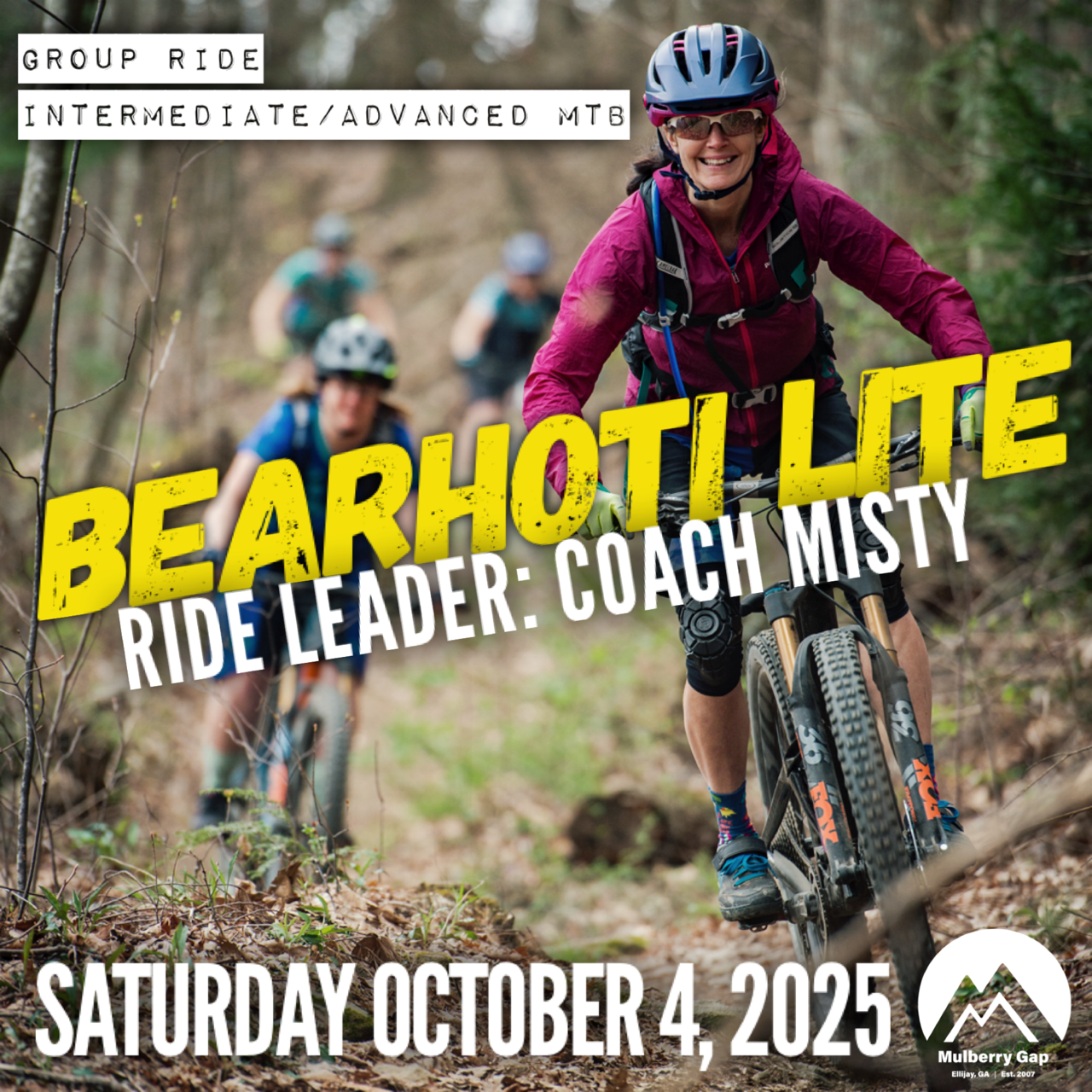 Group Ride: FREE Intermediate/Advanced MTB Ride- Bearhoti Lite (October 4, 2025)