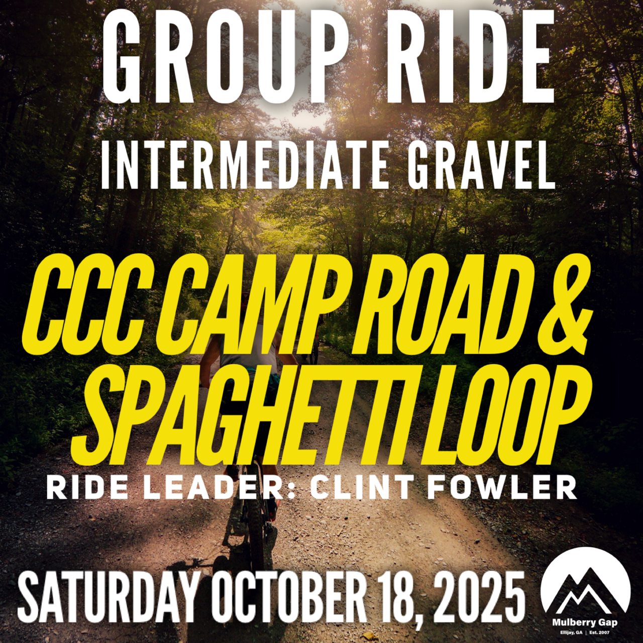 Group Ride: Intermediate Gravel Ride- CCC/Spaghetti Loop (October 18, 2025)