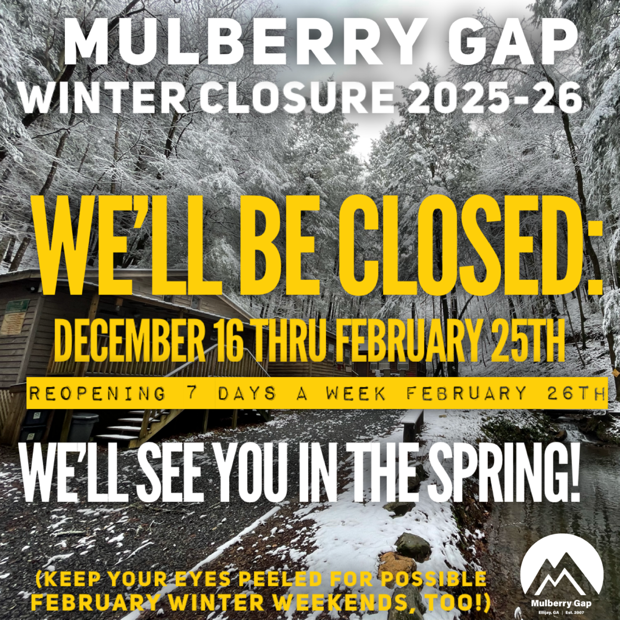 2025-2026 Winter Hibernation (Seasonal Closure)