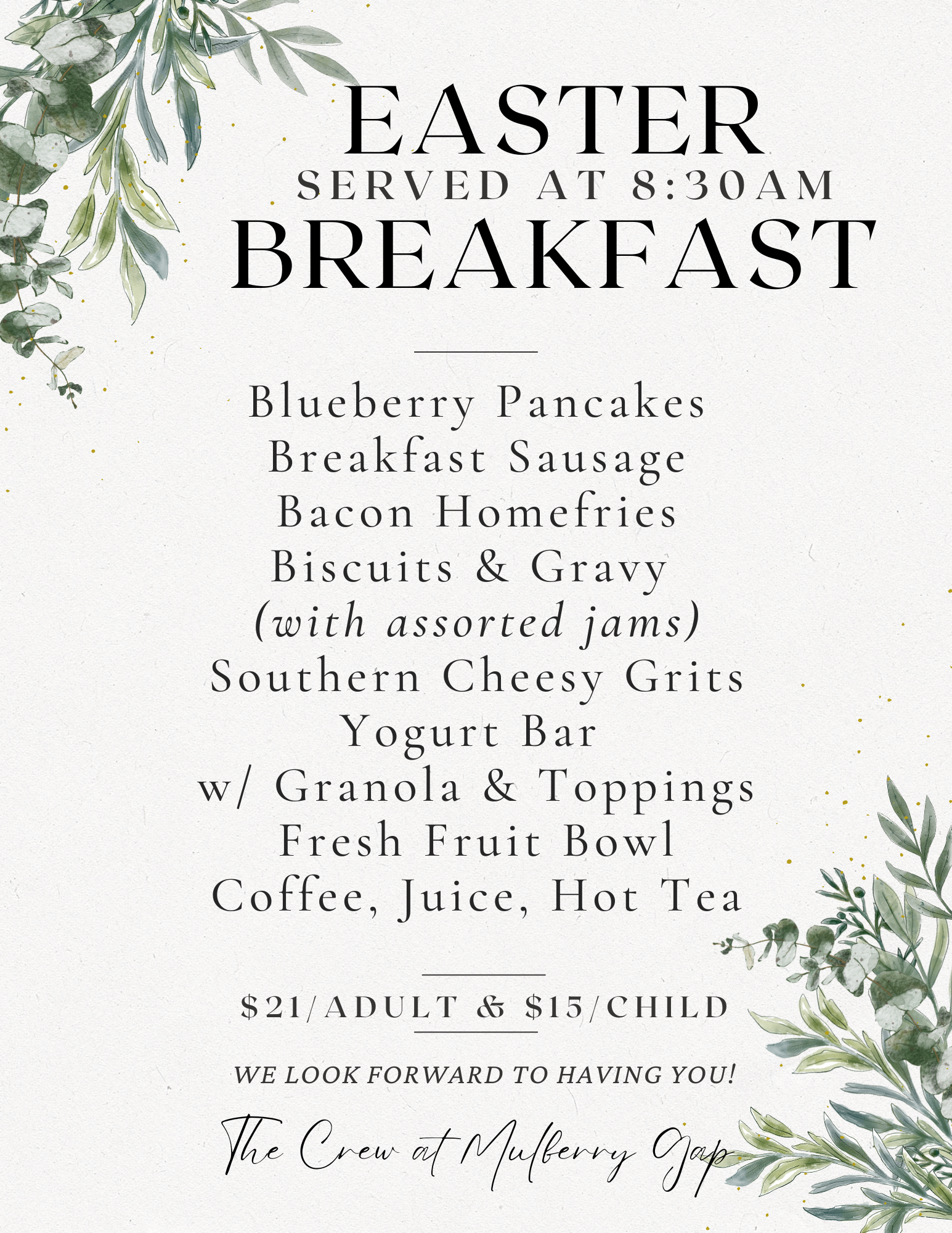 Easter Breakfast - April 5, 2026