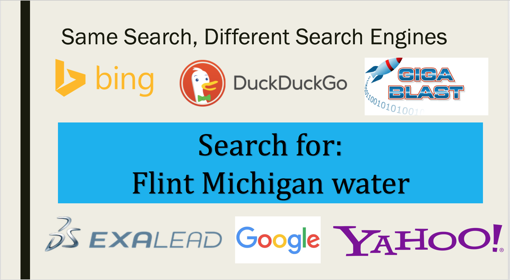 A slide from "Not All Searching is the Same" workshop