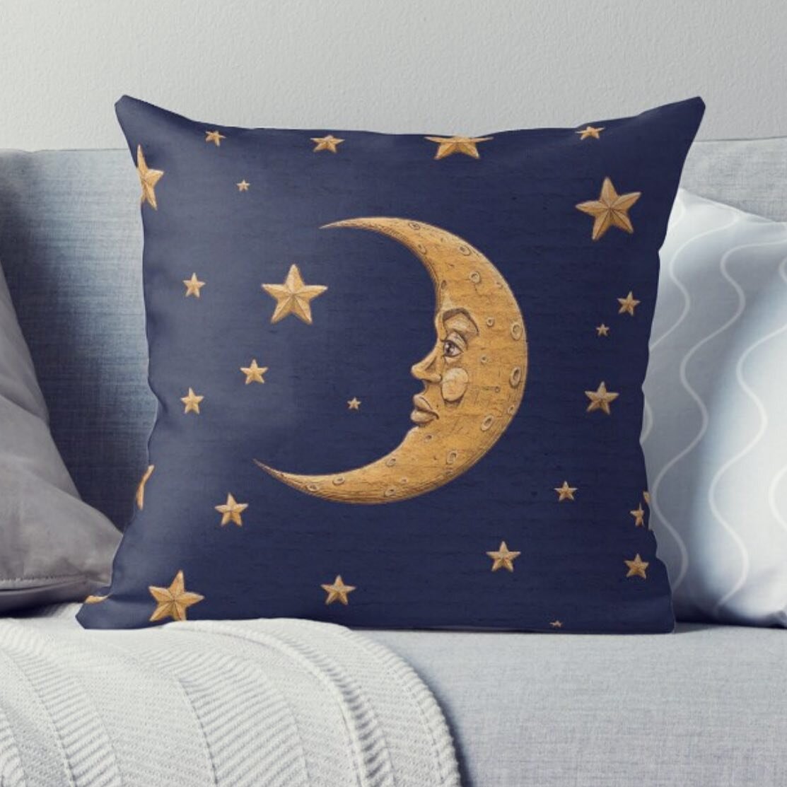 Sold quite a few of my vintage gold moon and stars throw pillows on my #redbubble profile today! Link in bio if you want one for yourself or to see the pattern on over 50 different types of products! 🌙 ⭐️ #independentartist #vintagestyle #vintagehom