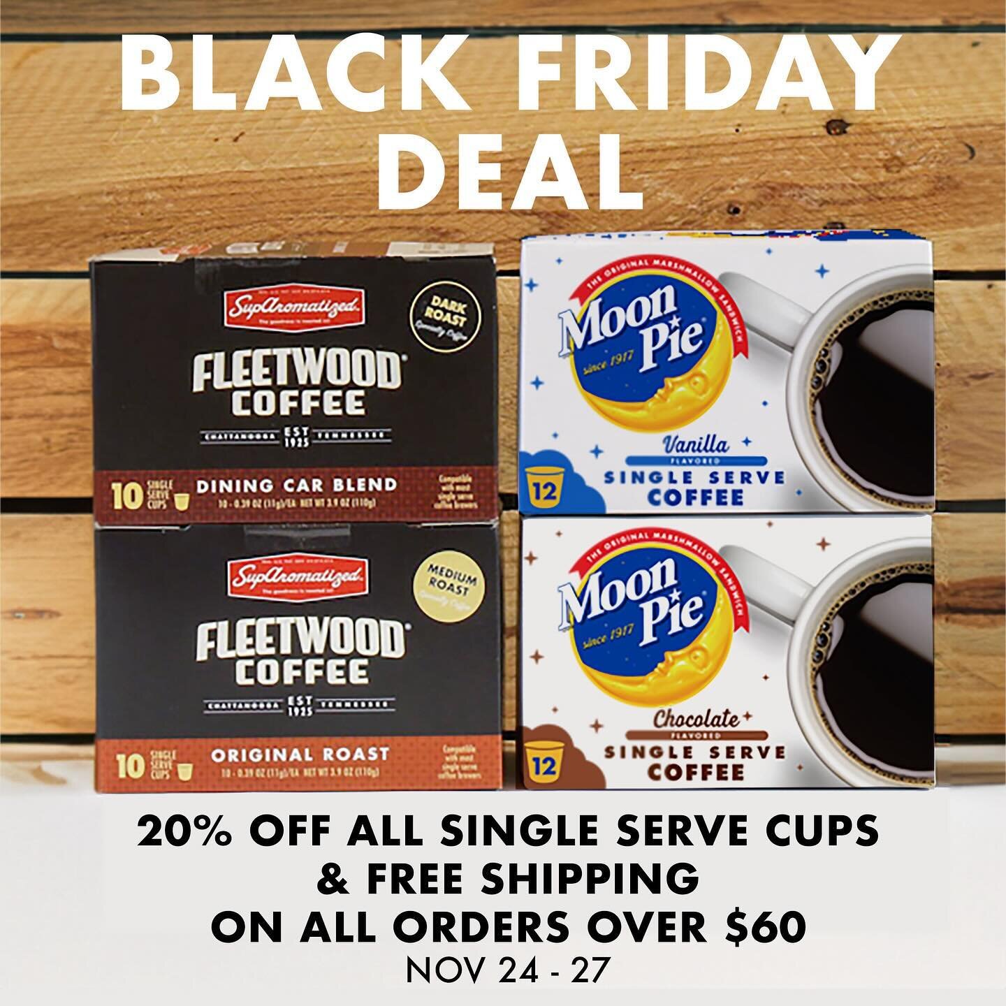 Black Friday and Cyber Monday Sneak Peek! 
Get 20% OFF our single serve cups November 24 - 27! But that&rsquo;s not all! Also get FREE shipping on all orders over $60. It&rsquo;s a perfect way to stock up for the holidays. 

Don&rsquo;t want to miss 