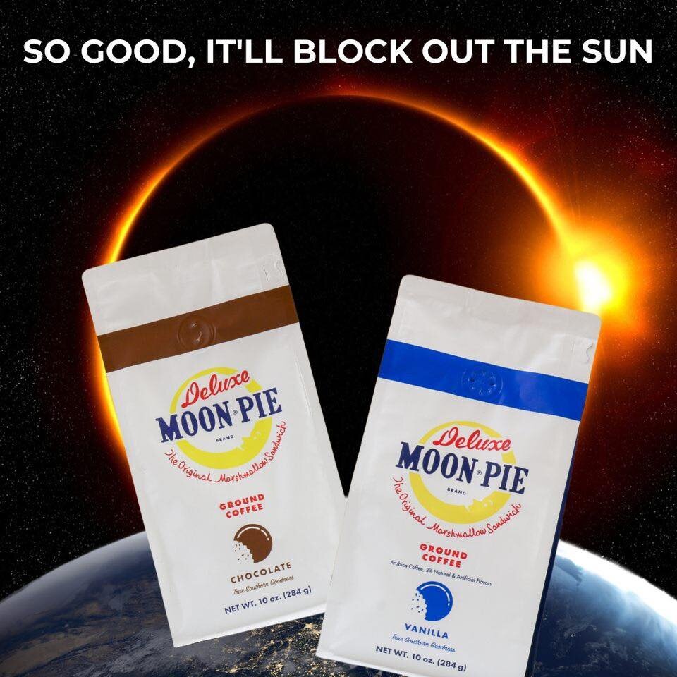 The solar eclipse is on April 8. Are you ready to meet the dark side of the Moon(Pie)?

www.fleetwoodcoffee.com/moonpie