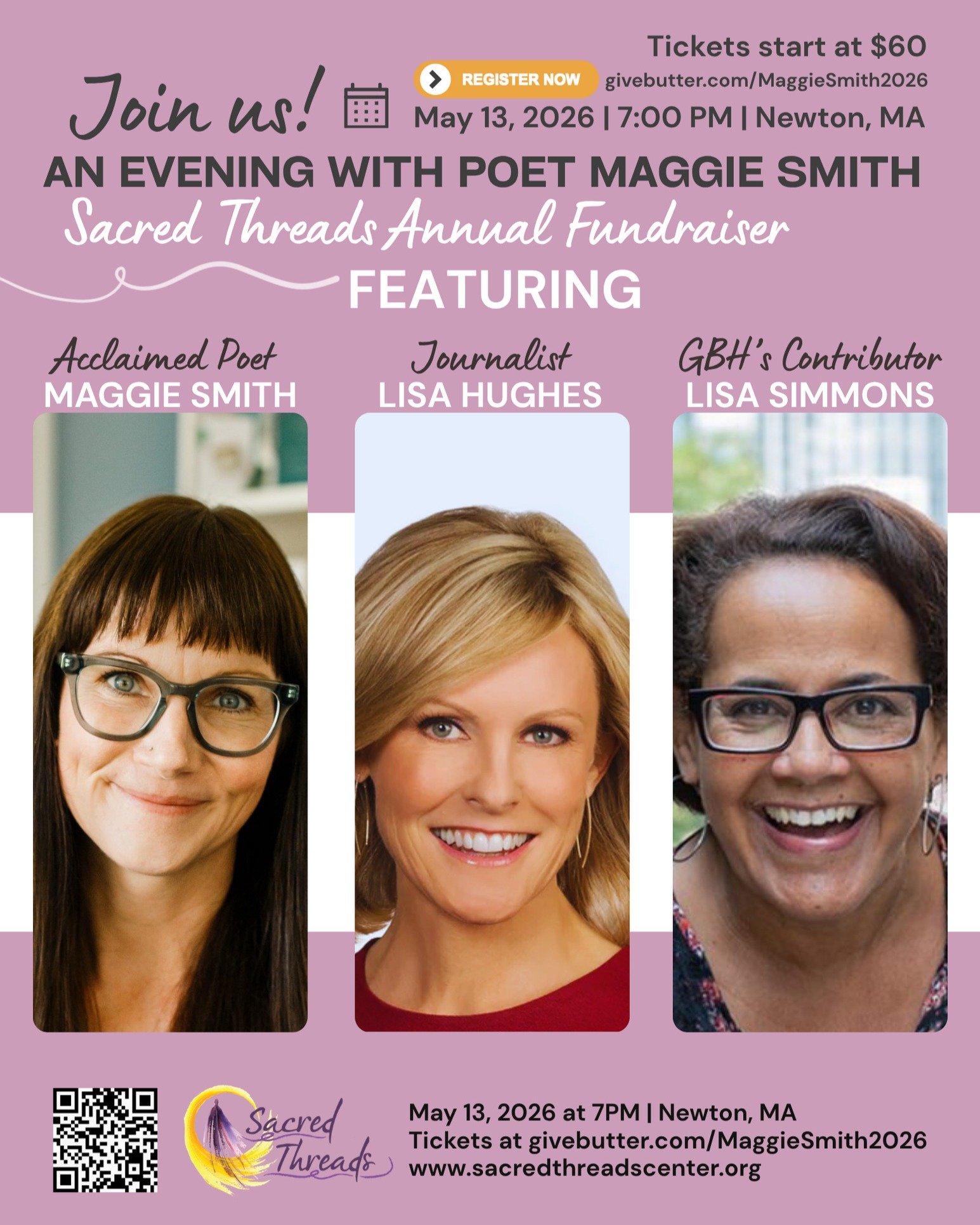 SAY WHAT?? Our one and only, @lnsimms will be joining Poet Maggie Smith in this amazing fundraiser event! 

We are looking forward to gathering with you next week! 

🎟 GET YOUR TICKETS NOW AT THE LINK IN BIO OR: https://givebutter.com/MaggieSmith202