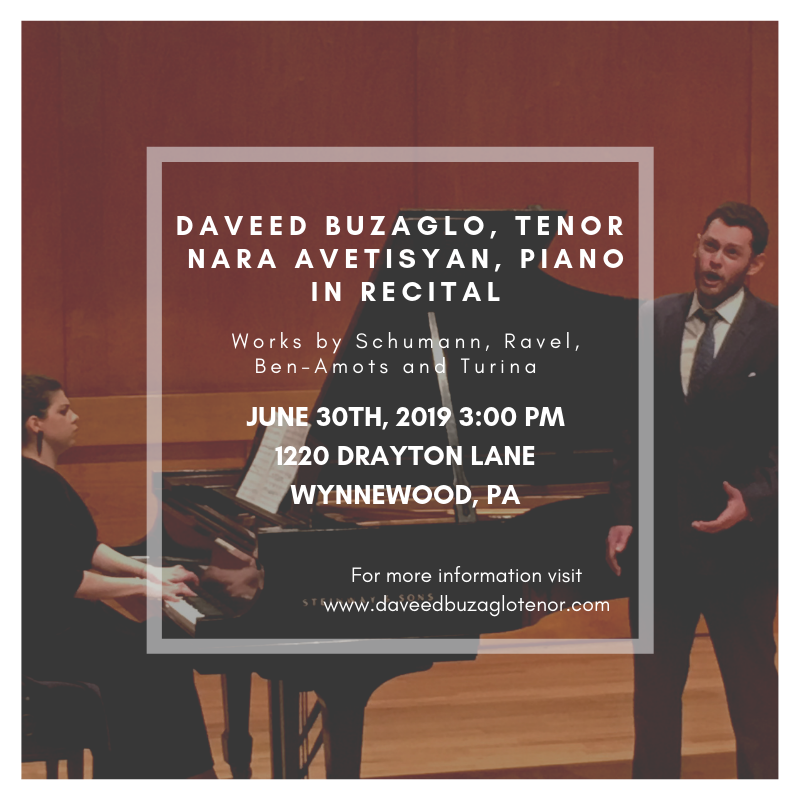 Daveed Buzaglo and Nara Avetisyan in Recital Philadelphia