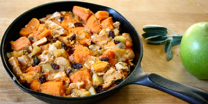 CHICKEN, SWEET POTATO, AND APPLES