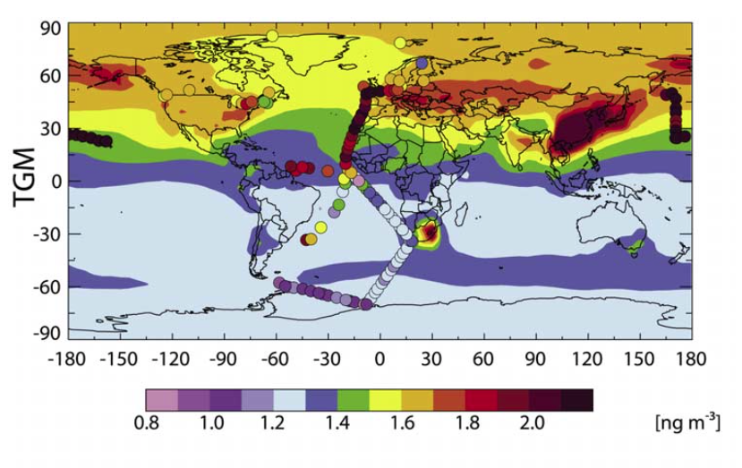 Chemical cycling and deposition of atmospheric mercury: Global constraints from observations