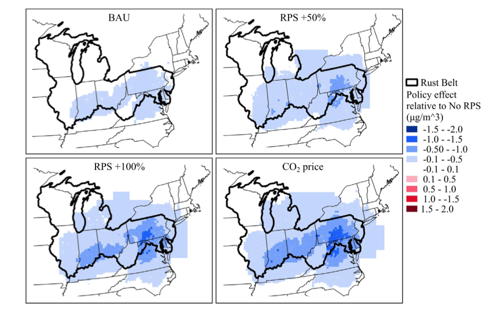 Health co-benefits of sub-national renewable energy policy in the US