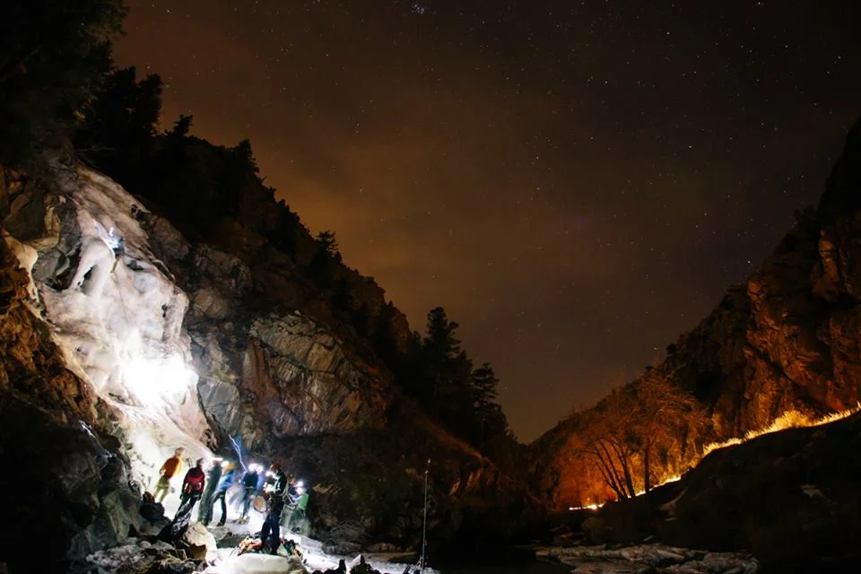 Night Ice Climbing in Clear Creek Canyon Photo: Alex Witkowicz