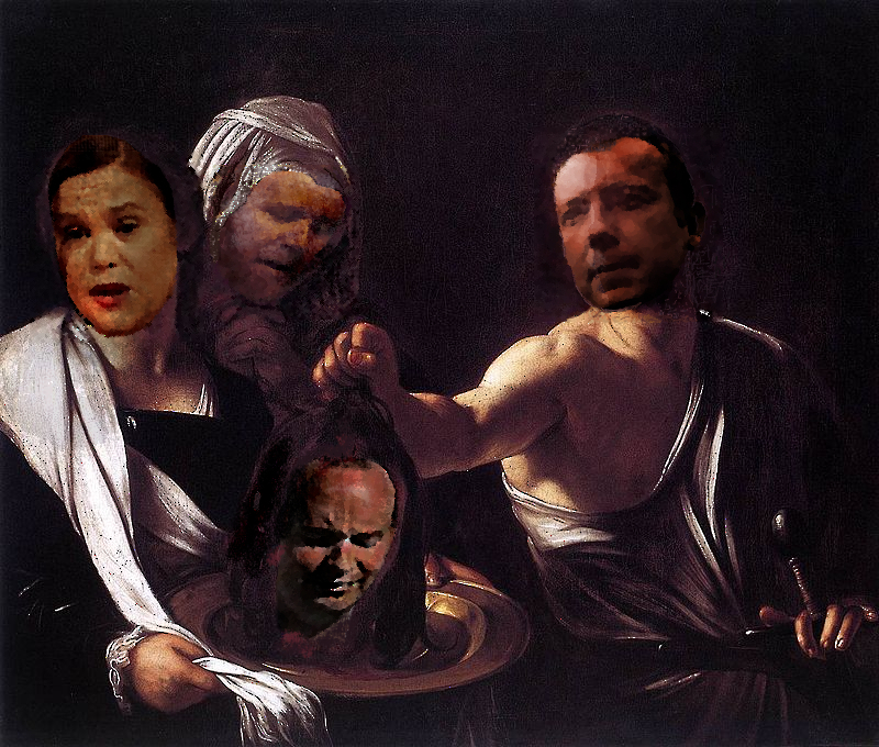 Caravaggio's Salome with a twist. Salome took no joy in it.