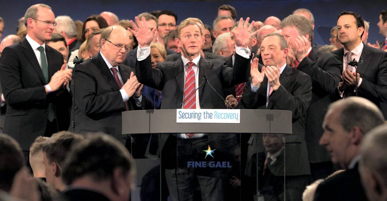 Recovery: Enda Kenny addressing the Fine Gael National Conference 2015 in castlebar earlier this year