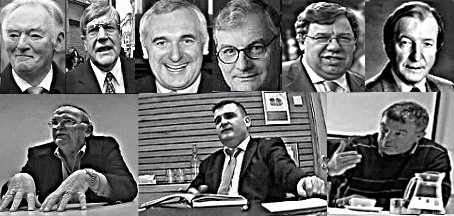 In good company(left to right) Top; Padraig Flynn, Ray Burke, Bertie Ahern, Liam Lawlor, Brien Cowan, Charles Haughey. Bottom; Hugh McElbaney, John O'Donnell, Joe Queenan