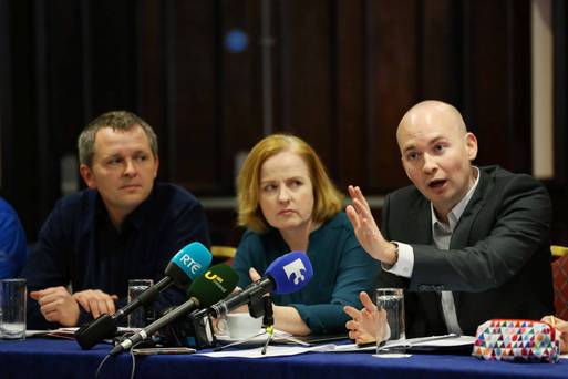 Richard Boyd Barrett, Ruth Coppinger and Paul Murphy at the Anti-Austerity Alliance-People Before Profit launch of a common principles document. Photo: Photo: RollingNews.ie