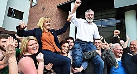 Gerry Adams and SF President Imelda Munster: celebration