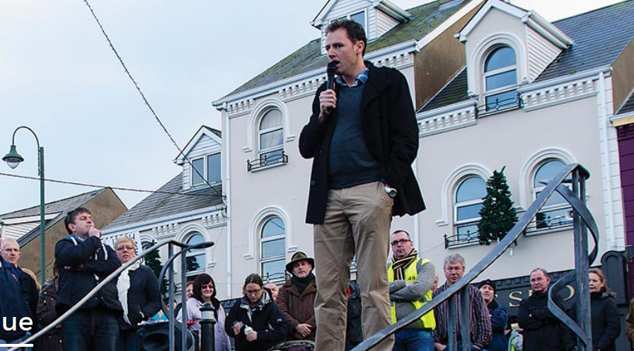 Charlie McConalogue, Fianna Fáil TD speaking at an Anti Water Charge demonstration in Carndonagh, Co Donegal early last year.