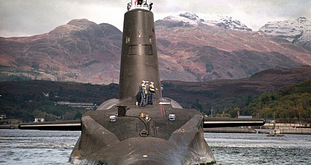 The Royal Navy’s 16,000 ton Trident-class nuclear submarine Vanguard