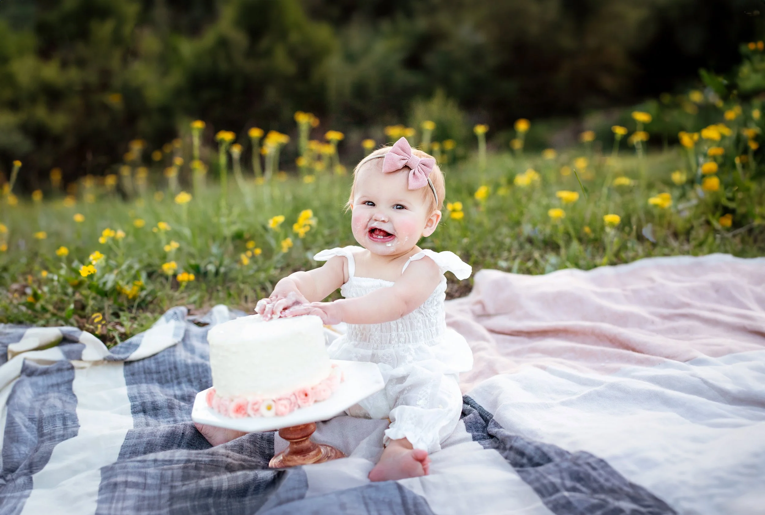 Catherine C. TestimonialCake Smash Session in the flowers outdoor sunset session denver