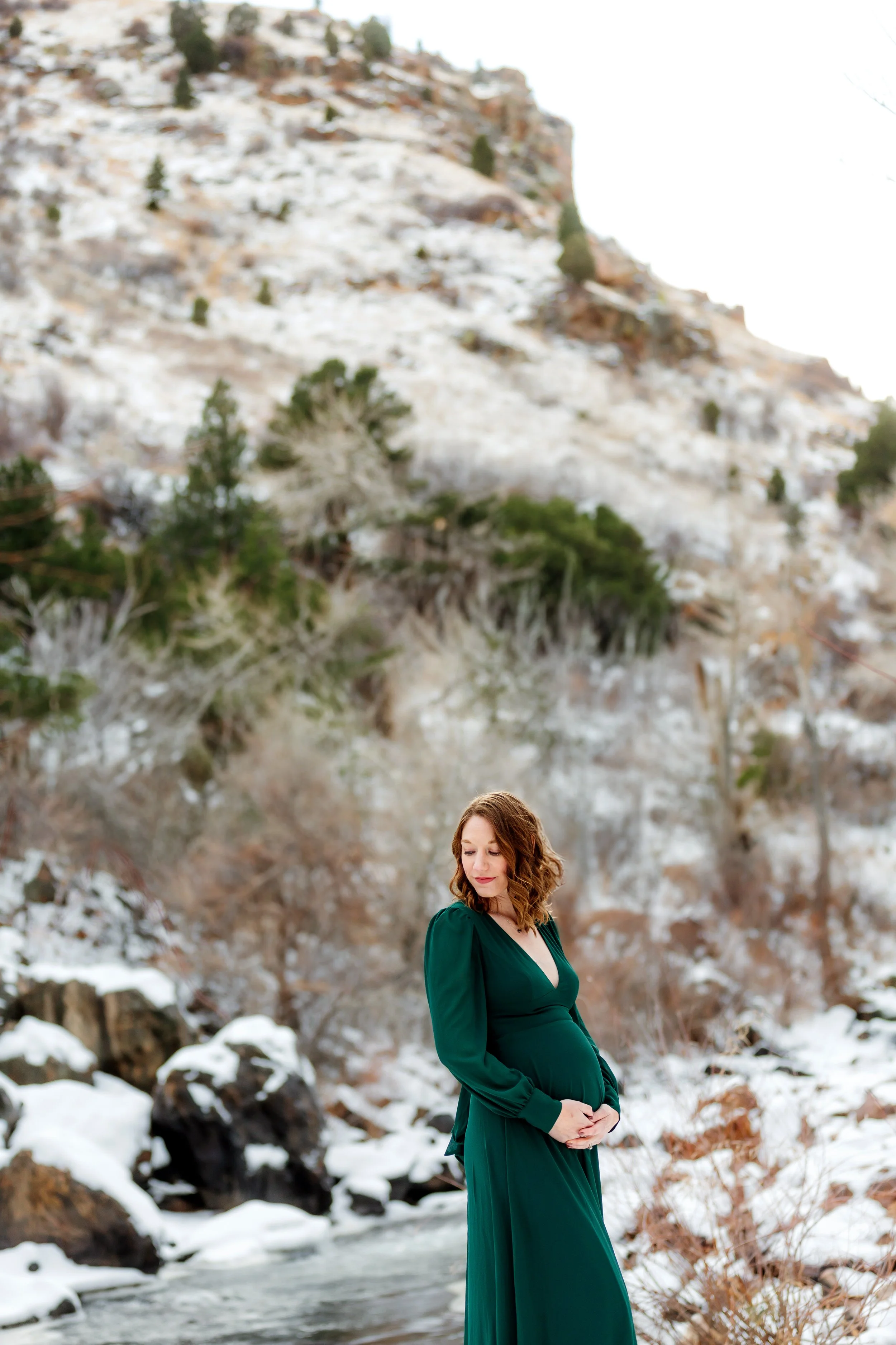 Denver Winter Maternity Session Outdoor Snow