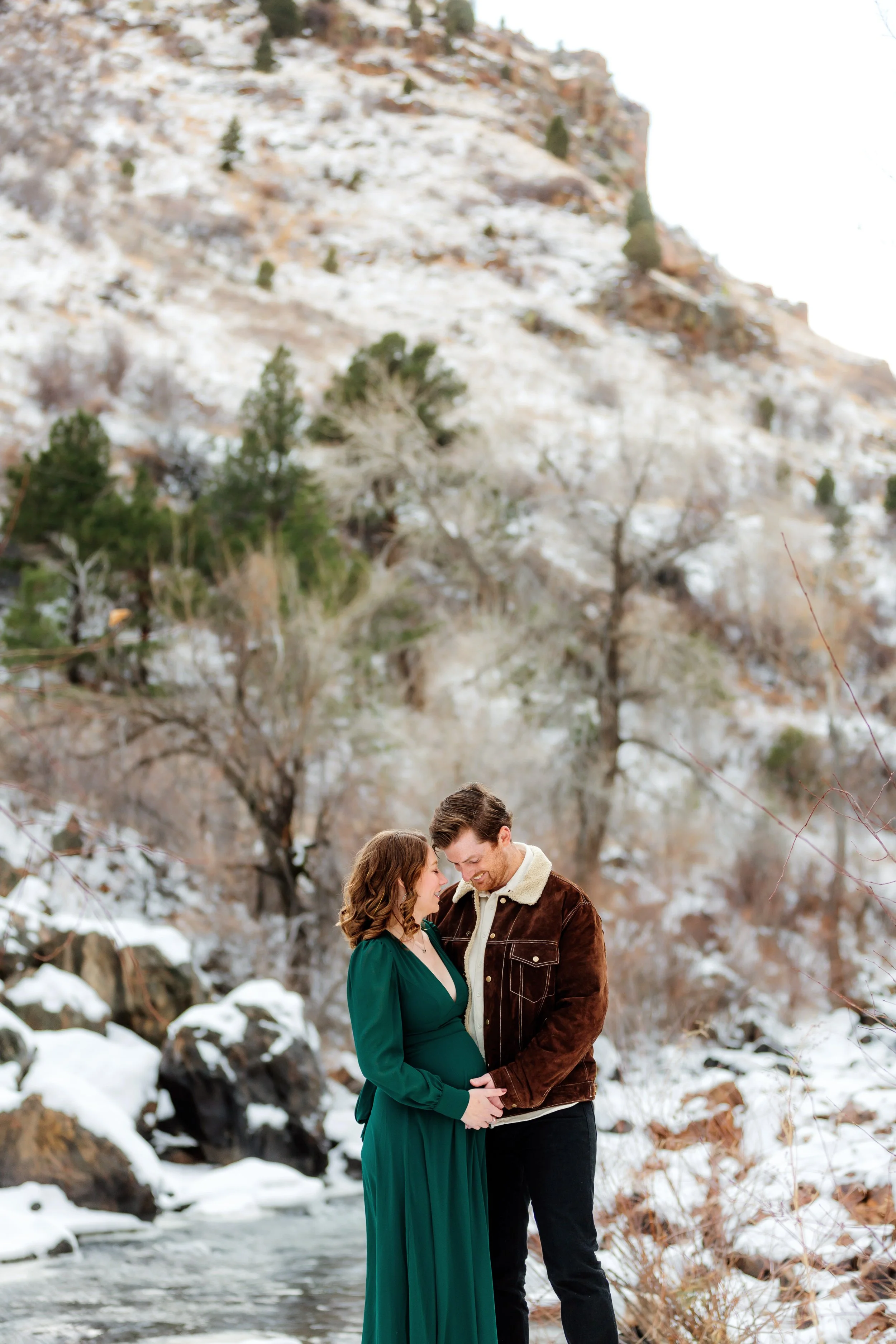 Denver Winter Maternity Session Outdoor Snow
