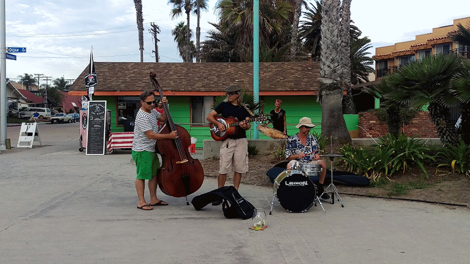 Too hot for studio, practice at the beach with me, Wil and Dave