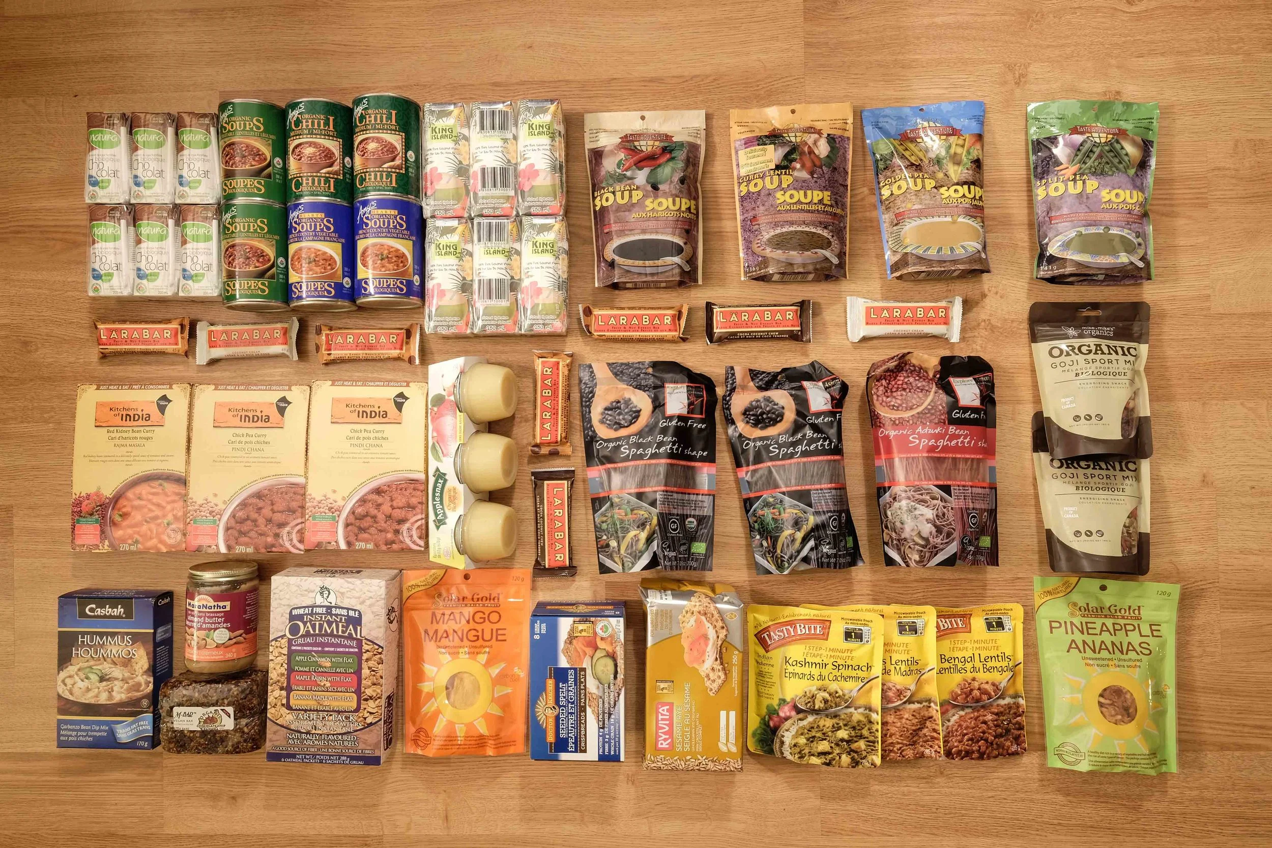 Snacks & meals for the health conscious, vegetarian living out of their car.