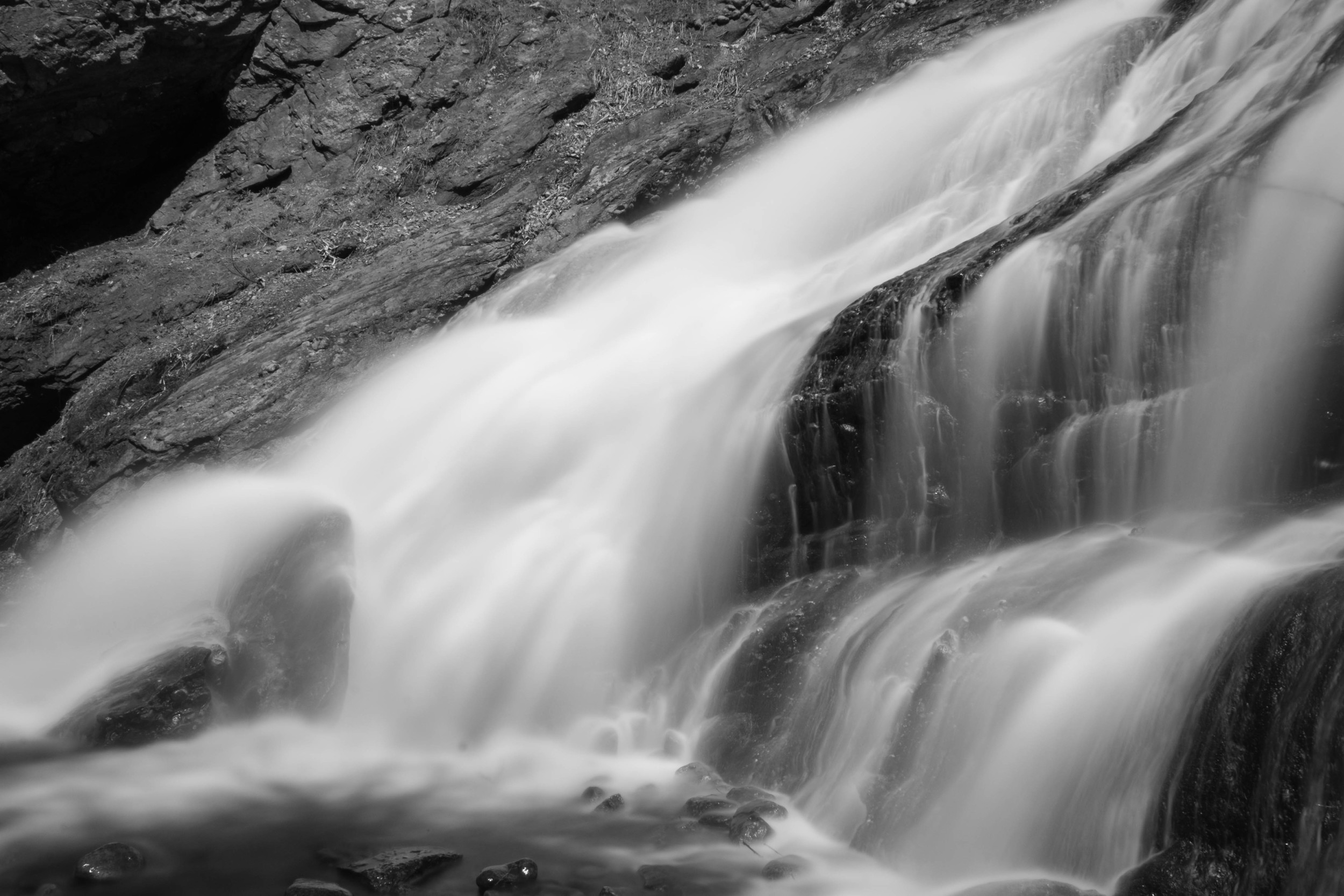 A different take on the falls from the side, black and white style.