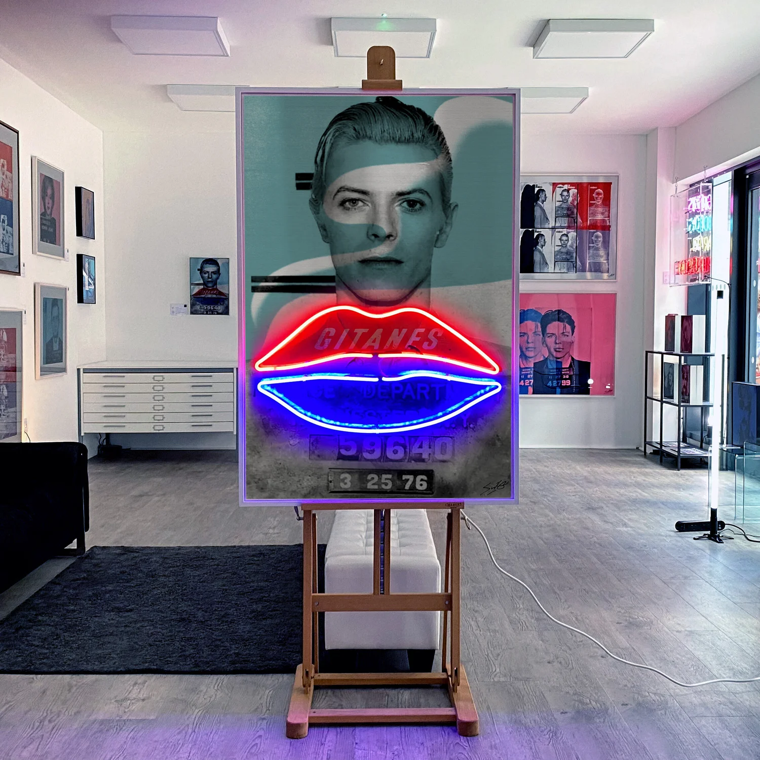 time takes a cigarette bowie Louis Sidoli - Neon artwork by Louis Sidoli