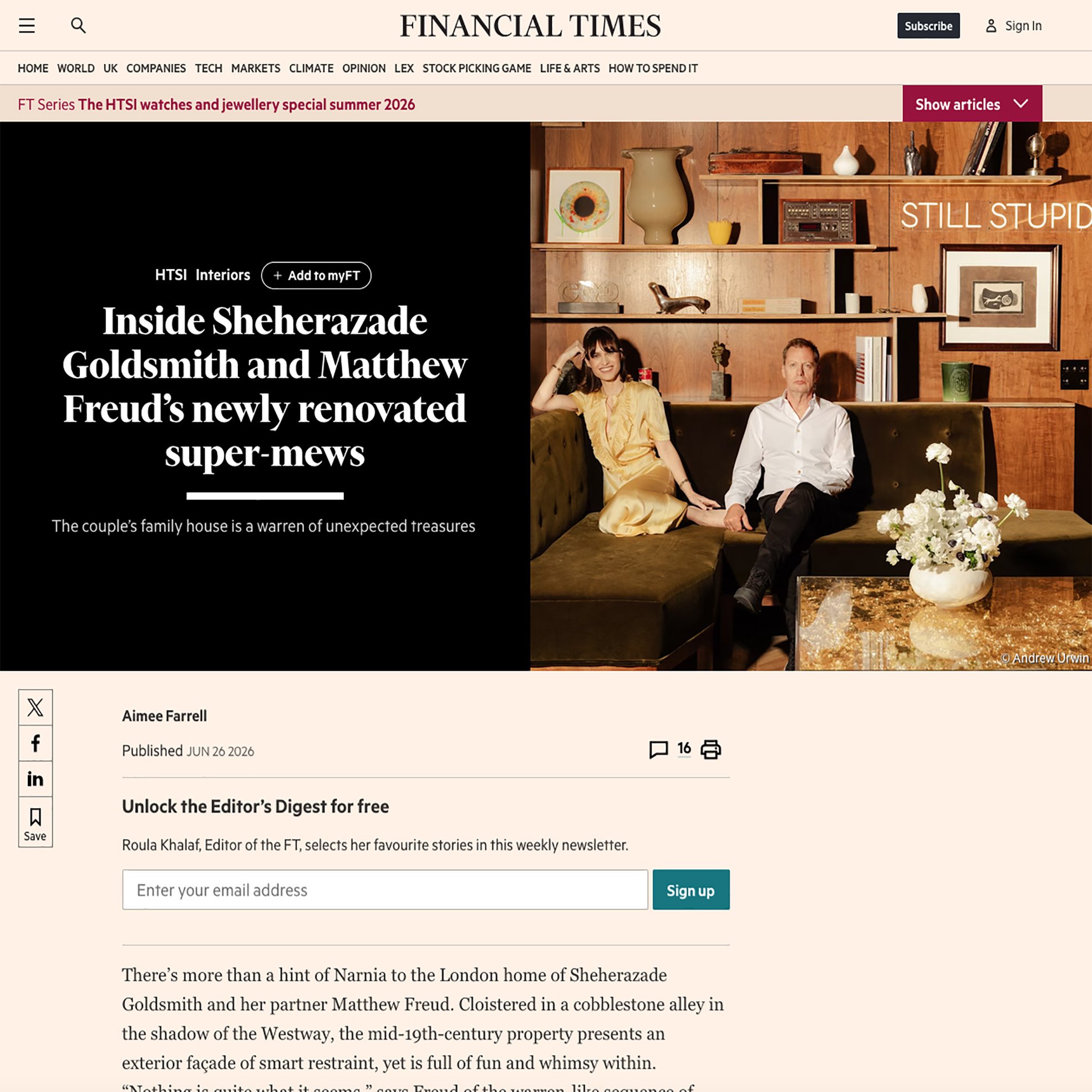 Louis Sidoli most wanted artwork featured in Financial Times