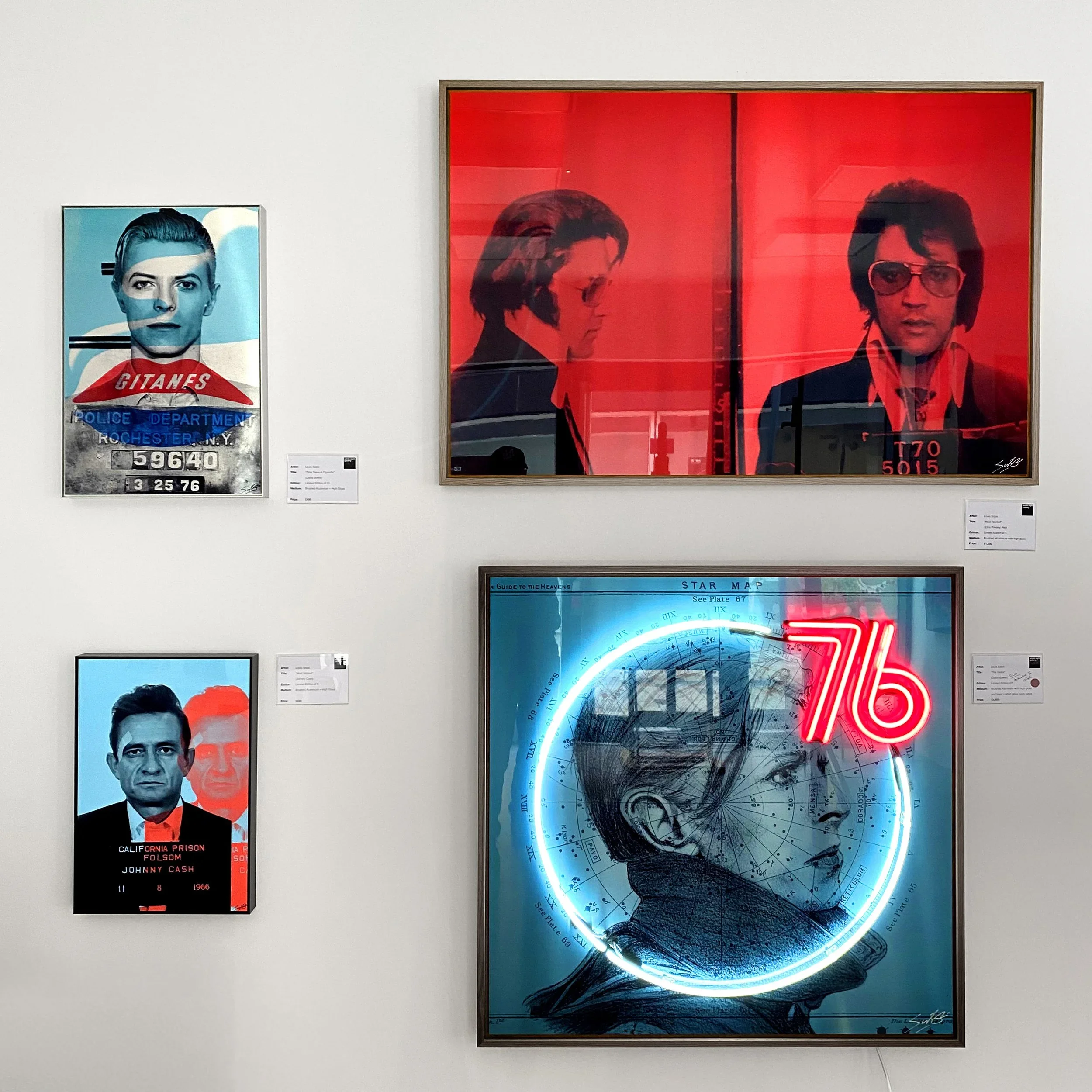 Louis Sidoli David Bowie Elvis Neon artwork available at White Light Gallery Stratford Upon Avon