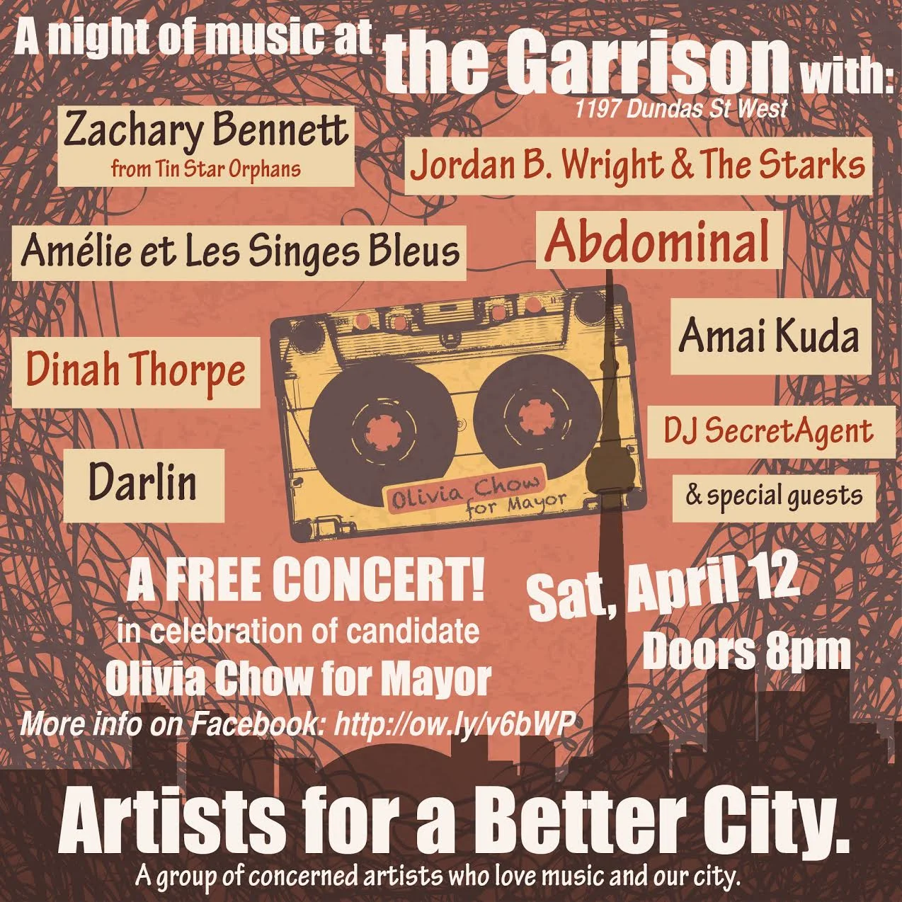 As part of the collective Artists for a Better City I played bass on the following recording collaborating with Kevin Barrett, Anna Gutmanis, Teiya Kasahara, Trish MacAuley, Dinah Thorpe, Beth Washburn, Caleb Woolcott, Lynne Woolcott and Stephanie Yelovitch. Olivia thanked us for her song. We also gained some media attention by the National Post.