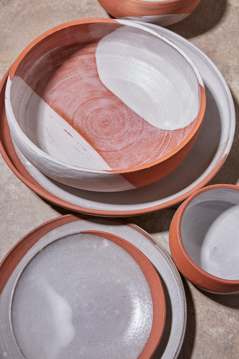 Red Clay Waxing Moon Bowls