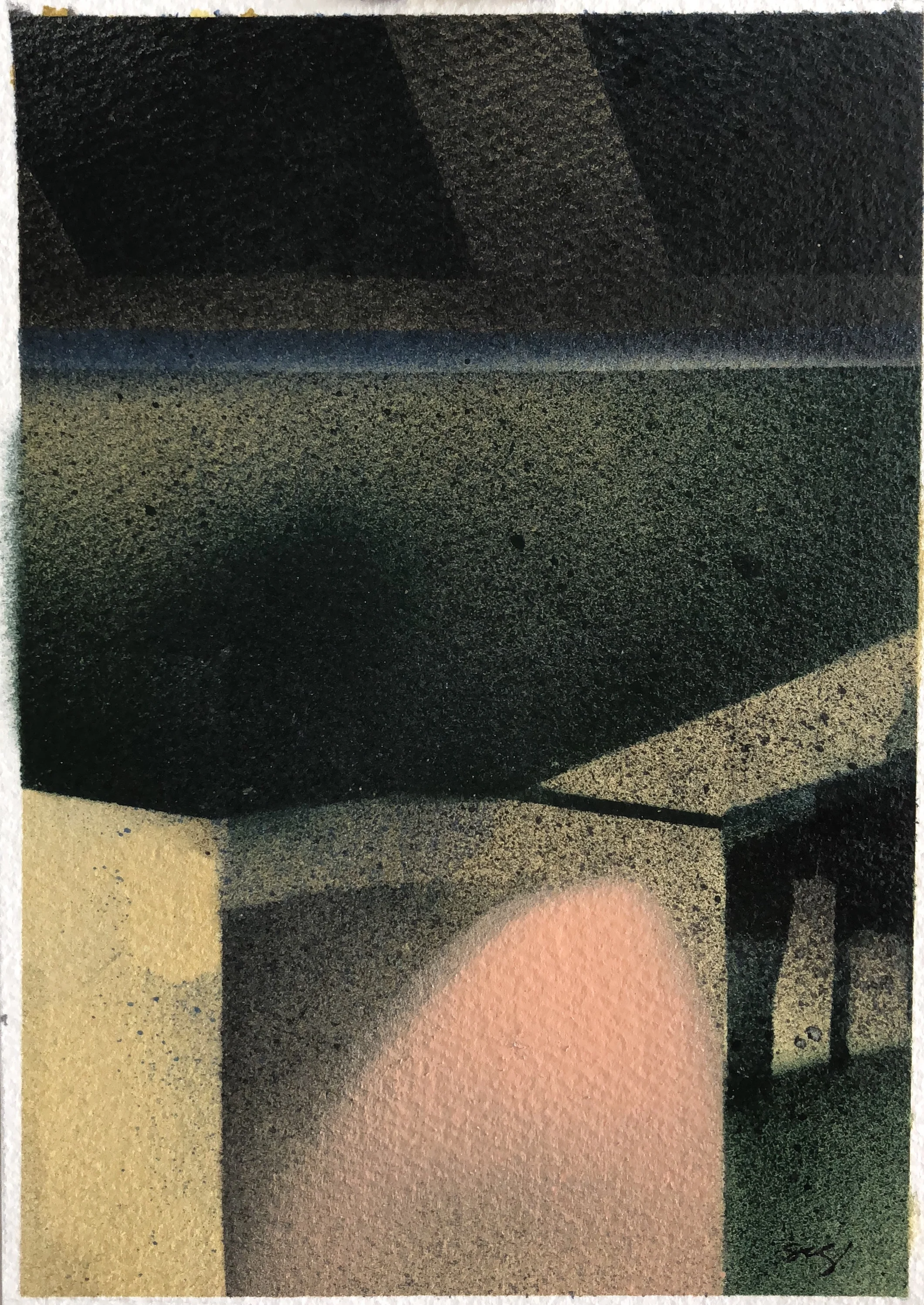 Freeway Play 7 , Spray Paint on Paper, 7" x 5", 2018.
