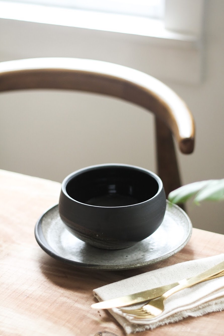 Rising Moon Bowl in Black Clay