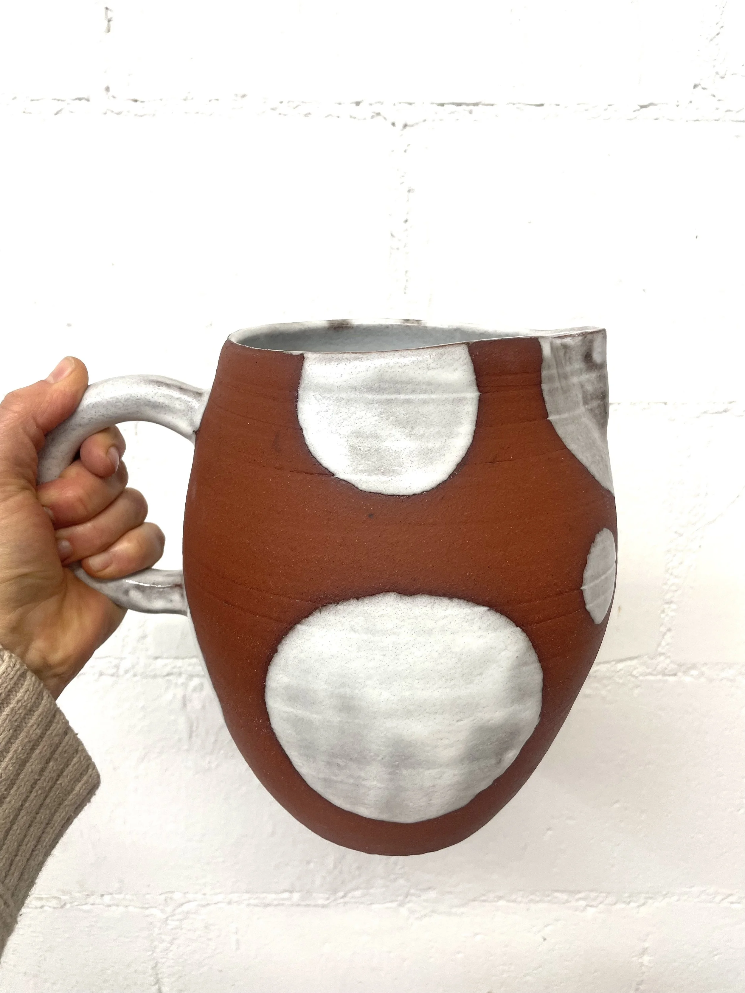 Dot Pitcher in Red Stoneware.JPG