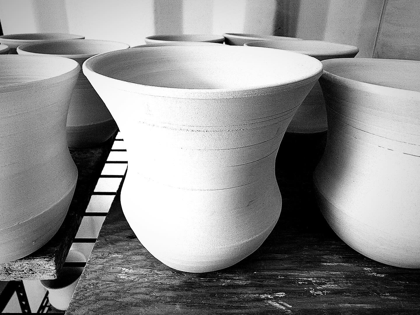 Anticipating my spring time in Greece, I&rsquo;ve designed this limited release porcelain cup influenced by Hellenic forms. Here is the first batch waiting for their turn in the bisque kiln. They are cooling now and I will glaze and fire a test next.