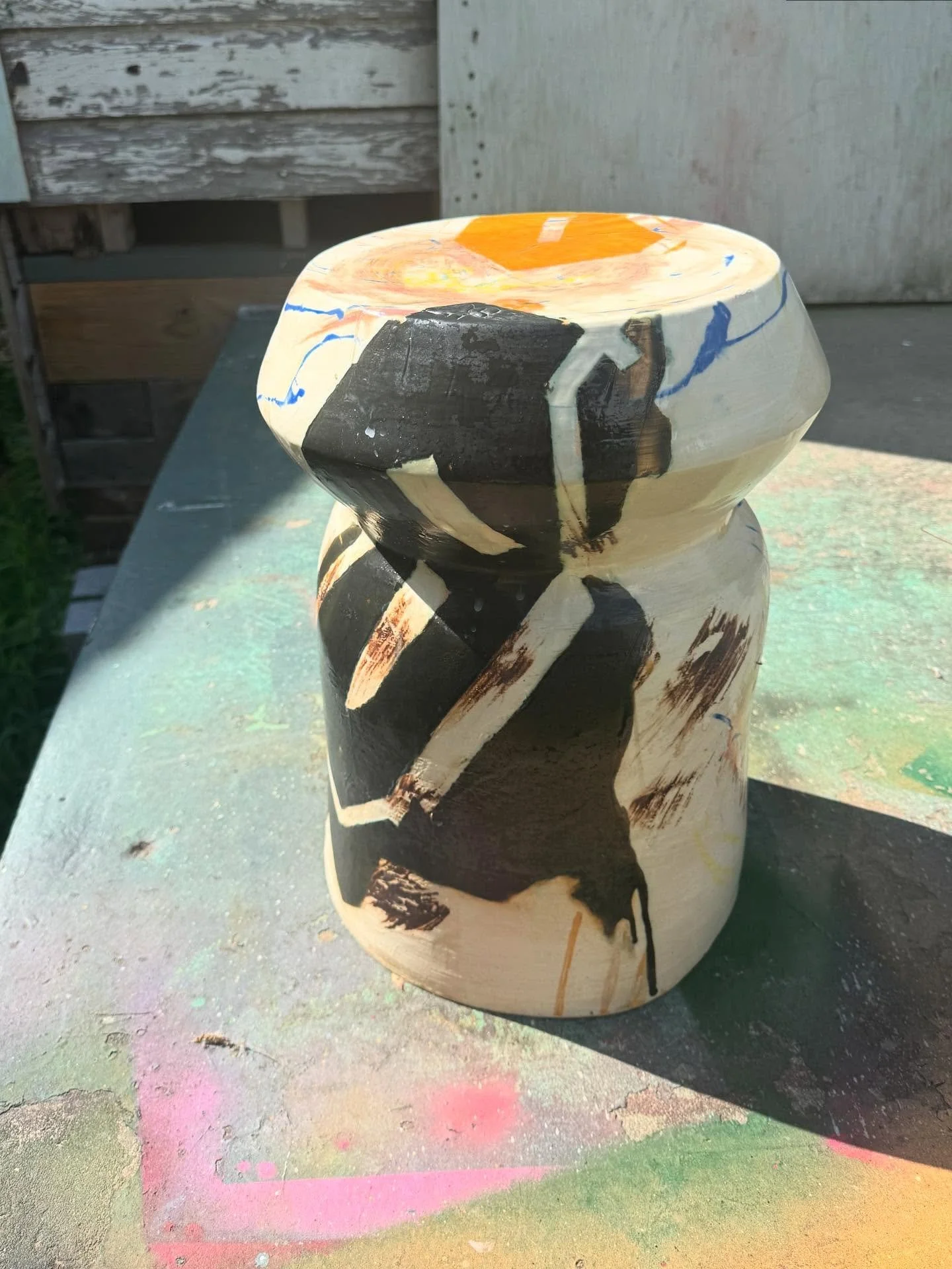 Painting Stool, Wheel-thrown stoneware with slip, underglaze and glaze-SOLD

Came close to keeping this one for myself but I&rsquo;m excited for it to have a new life in NYC. 

#ceramics #wheelthrowing #handmadefurniture