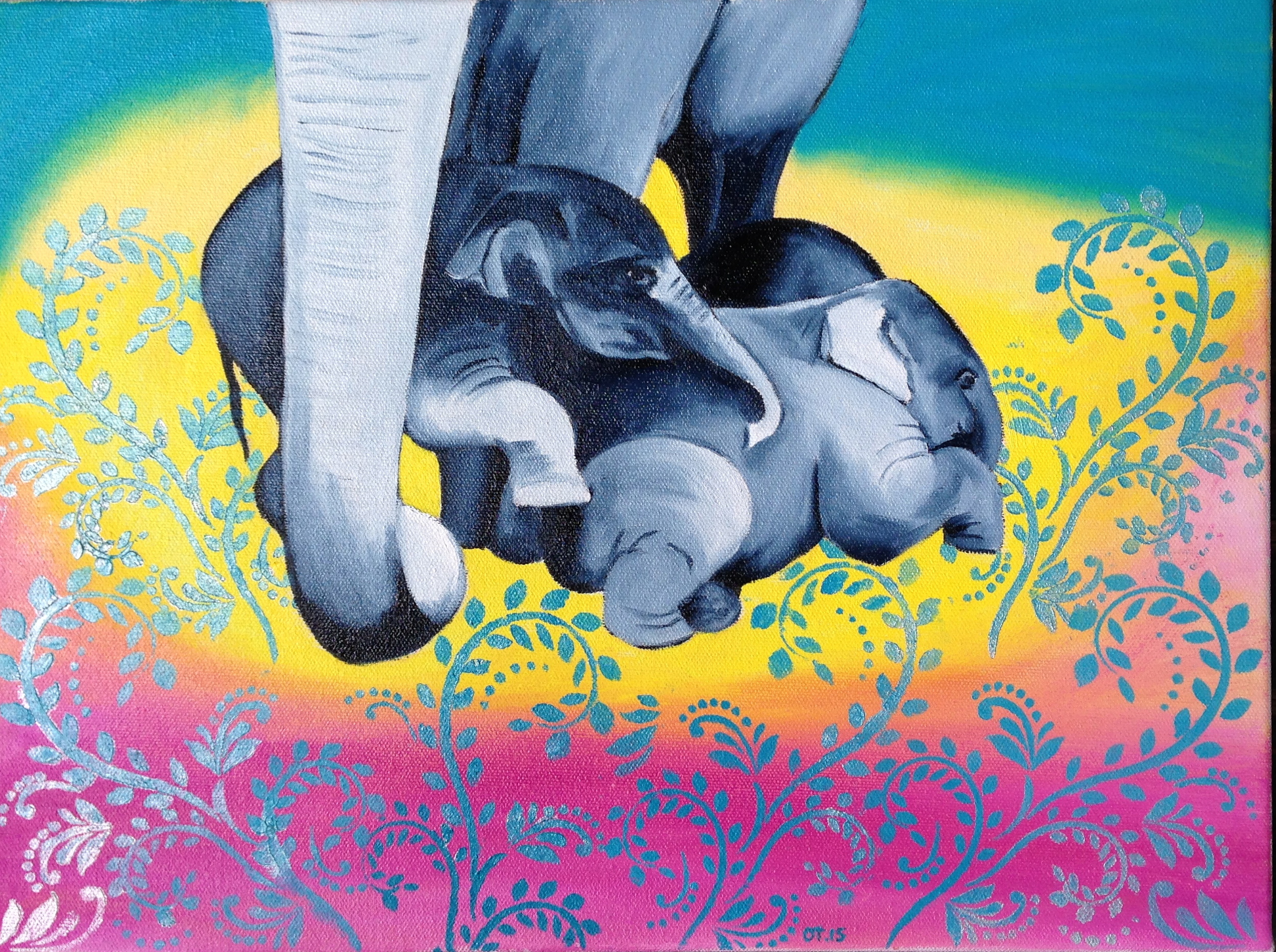 Three baby elephants