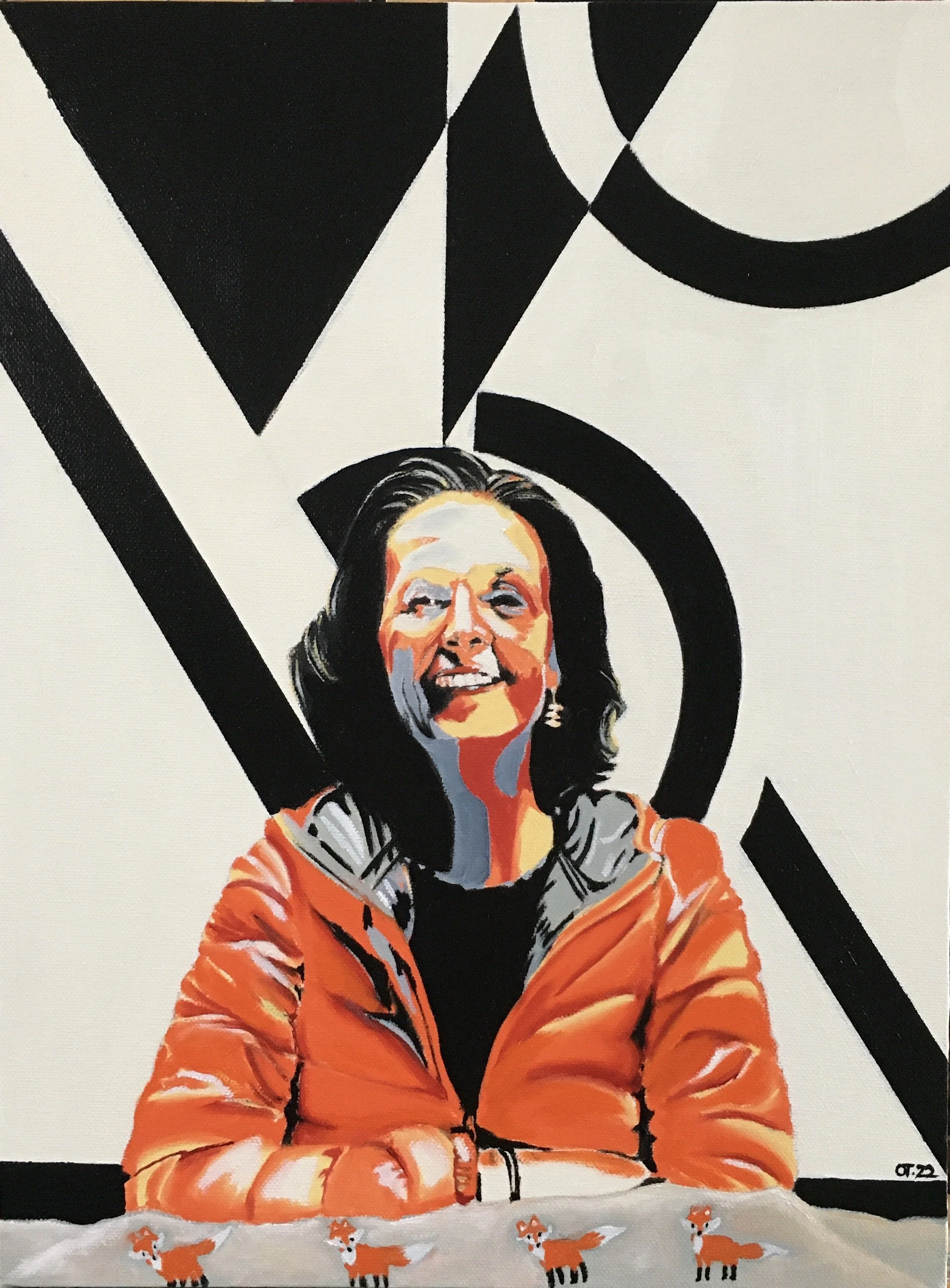 Indra with fox scarf, 2022, oil on canvas, 40x30 cm.