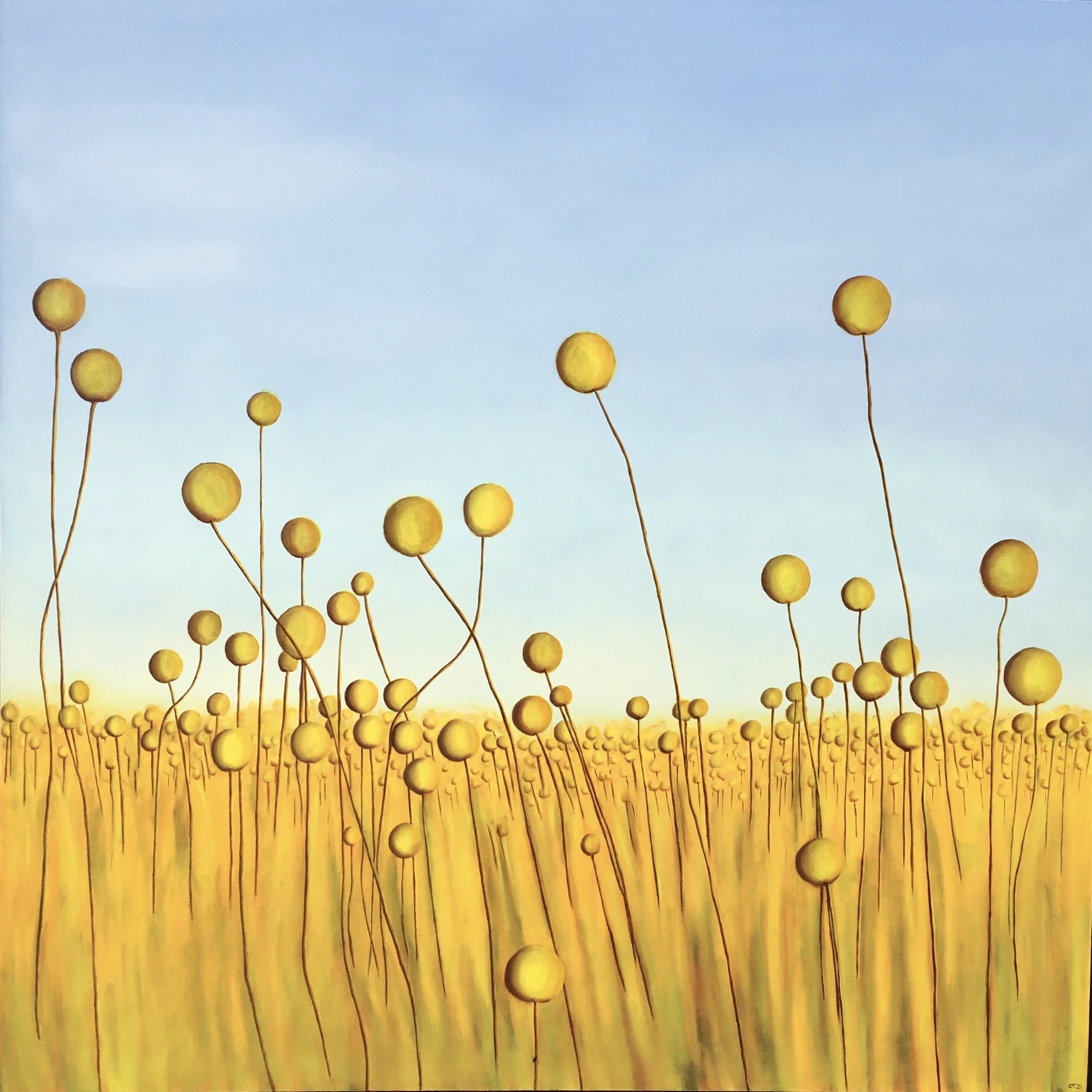 Drumsticks, 2021, oil on canvas, 110x110 cm.